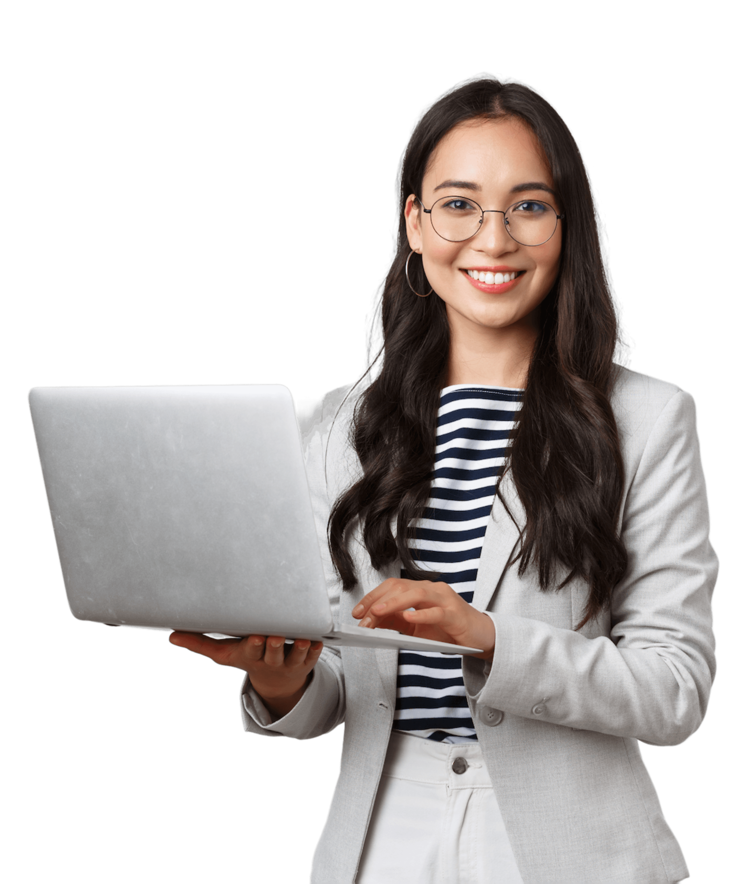Consultora utilizando Transcriptly para evaluar conversaciones y procesos comerciales